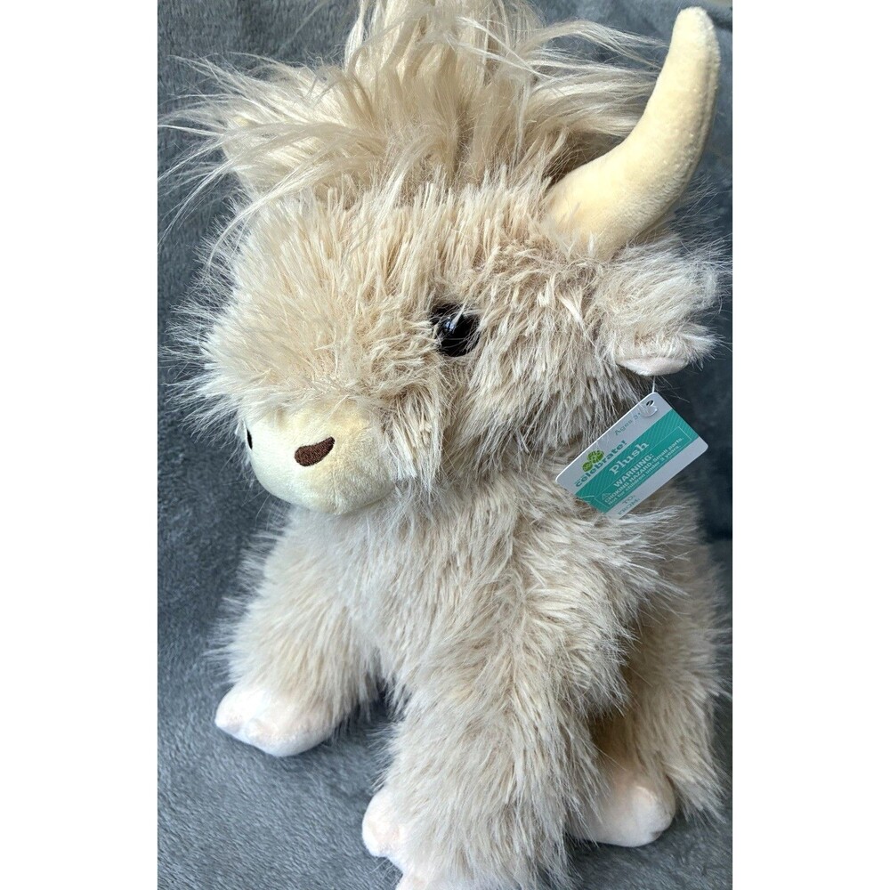 Way to Celebrate Easter Biege Natural Highland Cow Plush 15.5 In